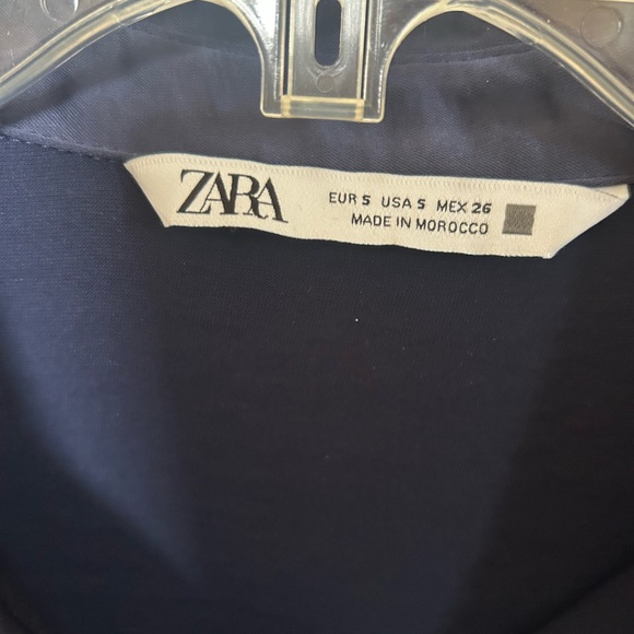 Zara Midnight Blue Satin Button-Up Shirt - Picture 5 of 6